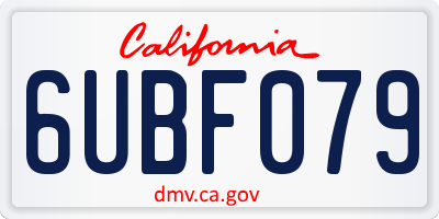 CA license plate 6UBF079