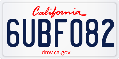 CA license plate 6UBF082