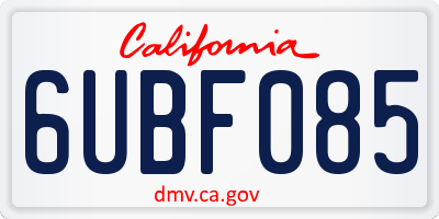 CA license plate 6UBF085