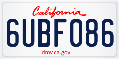 CA license plate 6UBF086
