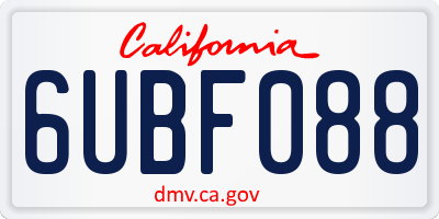 CA license plate 6UBF088