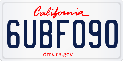 CA license plate 6UBF090