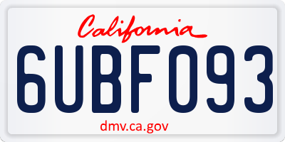 CA license plate 6UBF093