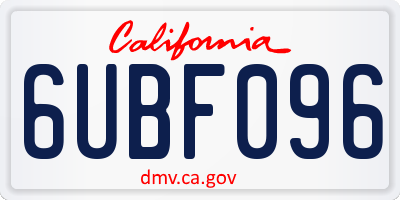 CA license plate 6UBF096
