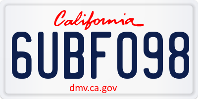 CA license plate 6UBF098