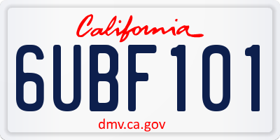 CA license plate 6UBF101