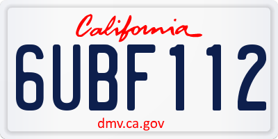 CA license plate 6UBF112