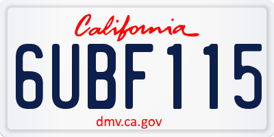 CA license plate 6UBF115