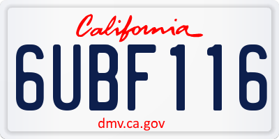 CA license plate 6UBF116
