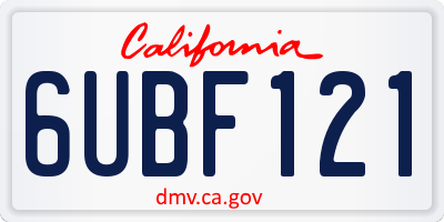 CA license plate 6UBF121