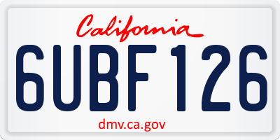 CA license plate 6UBF126