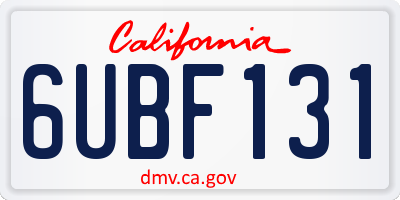 CA license plate 6UBF131