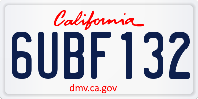 CA license plate 6UBF132