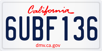 CA license plate 6UBF136