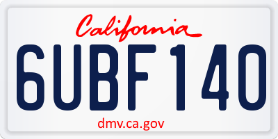CA license plate 6UBF140