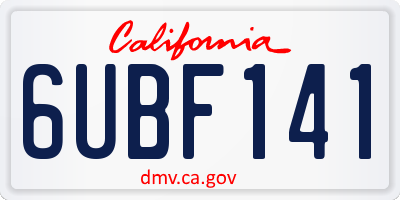CA license plate 6UBF141