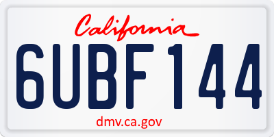 CA license plate 6UBF144