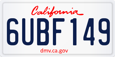 CA license plate 6UBF149