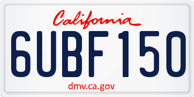 CA license plate 6UBF150