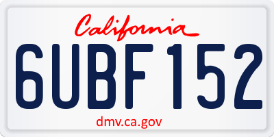 CA license plate 6UBF152