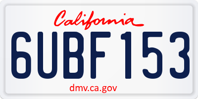 CA license plate 6UBF153