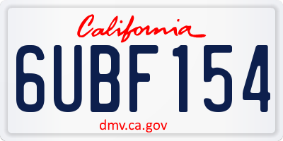 CA license plate 6UBF154