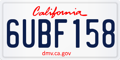 CA license plate 6UBF158
