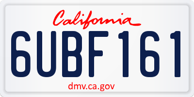 CA license plate 6UBF161