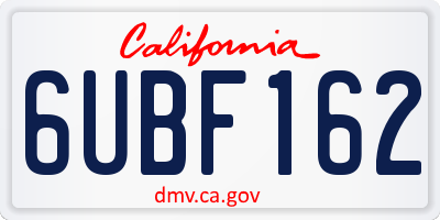 CA license plate 6UBF162