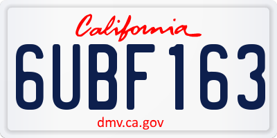 CA license plate 6UBF163