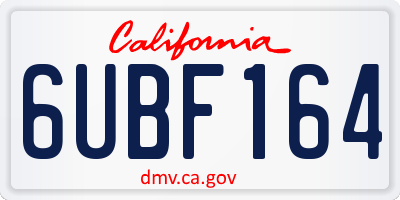 CA license plate 6UBF164