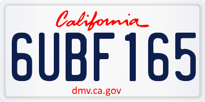 CA license plate 6UBF165