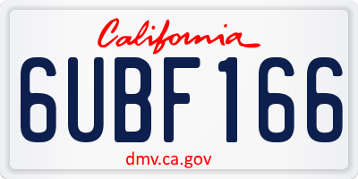 CA license plate 6UBF166