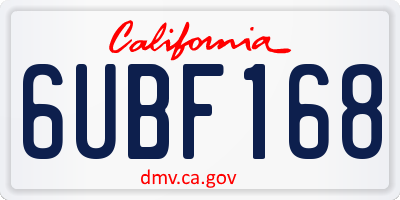 CA license plate 6UBF168