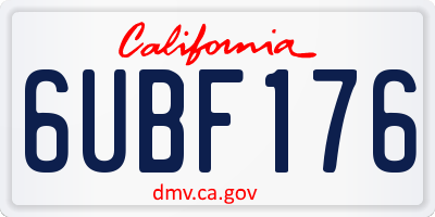 CA license plate 6UBF176