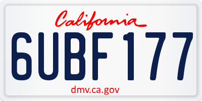 CA license plate 6UBF177