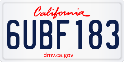 CA license plate 6UBF183