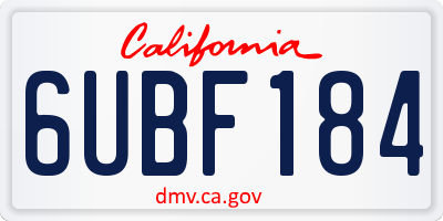 CA license plate 6UBF184