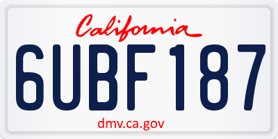 CA license plate 6UBF187