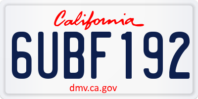 CA license plate 6UBF192