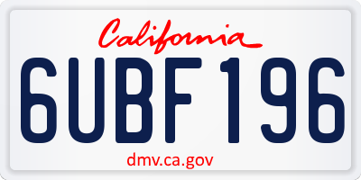 CA license plate 6UBF196