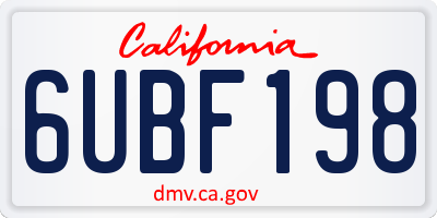 CA license plate 6UBF198