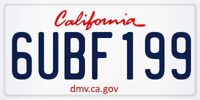 CA license plate 6UBF199