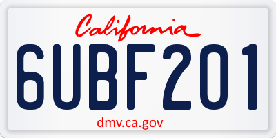CA license plate 6UBF201