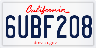CA license plate 6UBF208