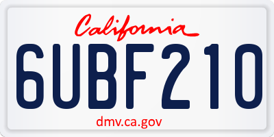 CA license plate 6UBF210