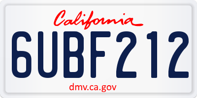 CA license plate 6UBF212