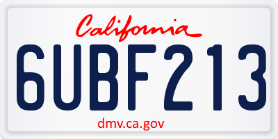 CA license plate 6UBF213