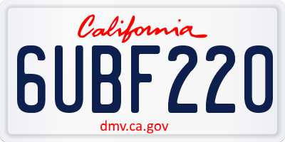 CA license plate 6UBF220