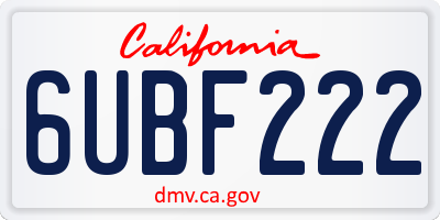 CA license plate 6UBF222